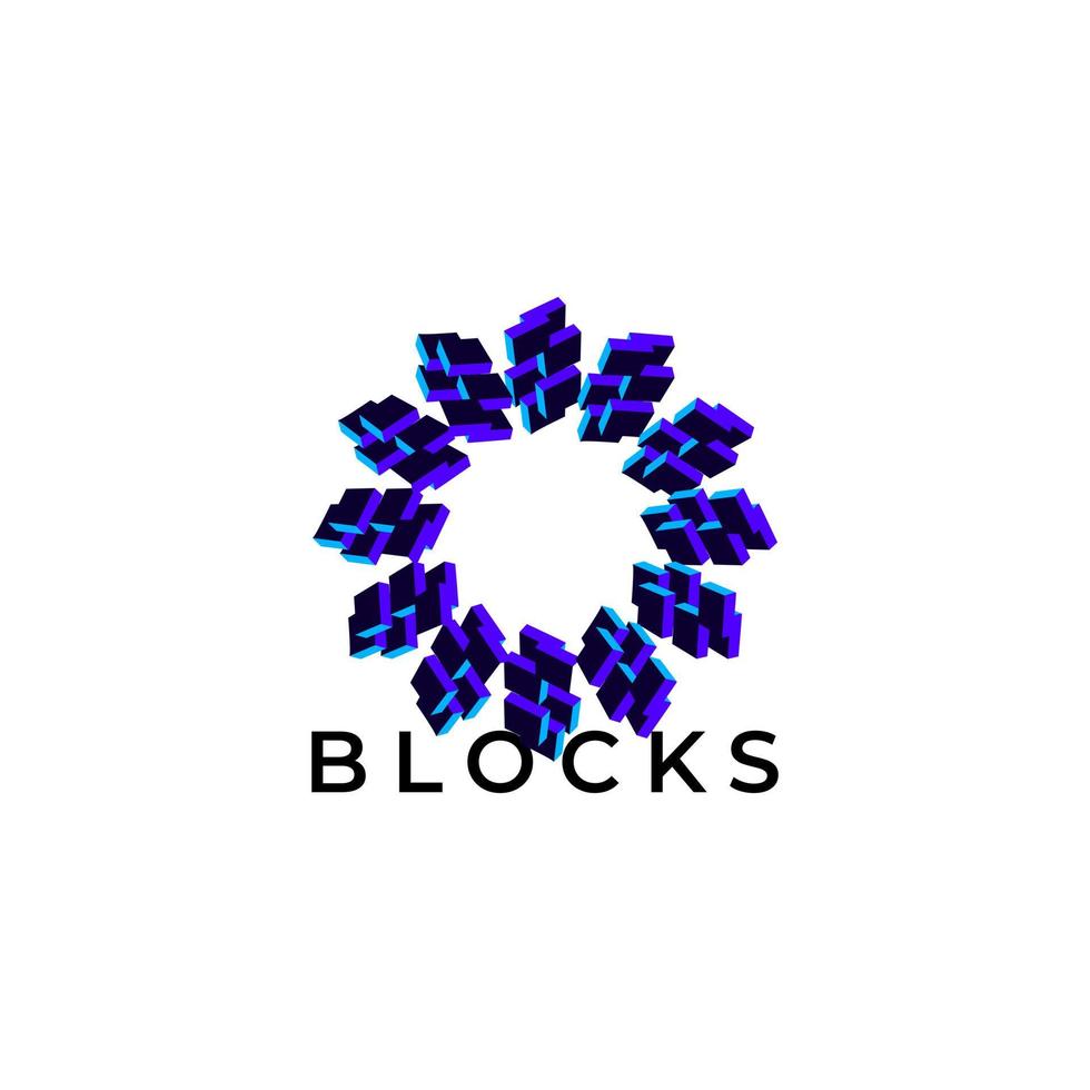 design de logotipo moderno de tecnologia de bloco abstrato vetor