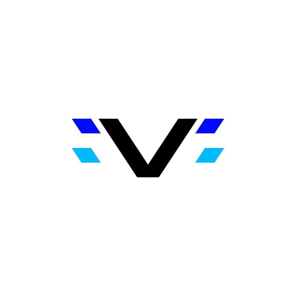 letra v pixel design de logotipo de tecnologia abstrata moderna vetor