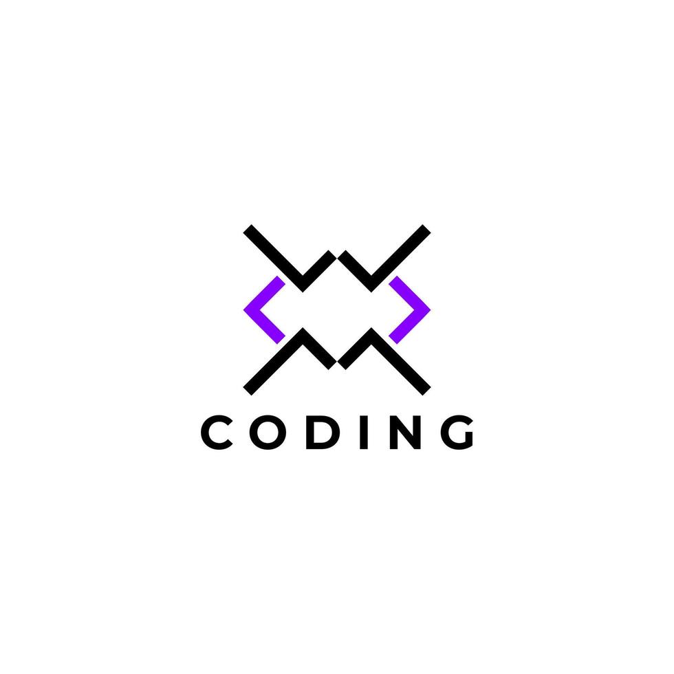 monograma de letra dinâmica codificação wm logotipo abstrato plano vetor
