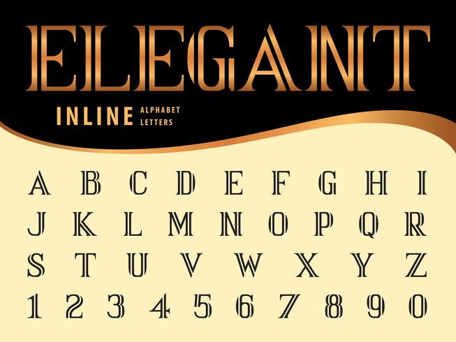Números e letras elegantes do alfabeto vetor