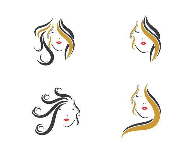 conjunto de ícones de cabelo de mulher vetor