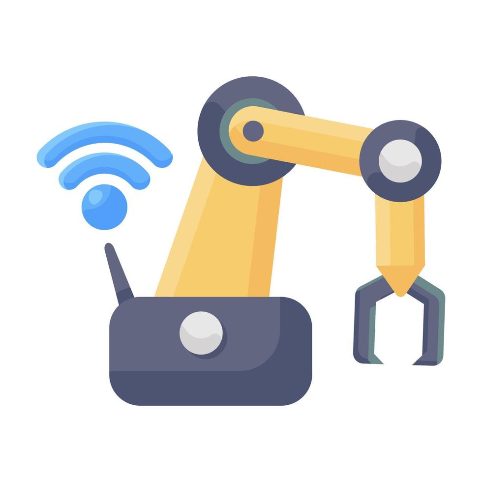 um braço robótico, ícone plano de robô industrial vetor