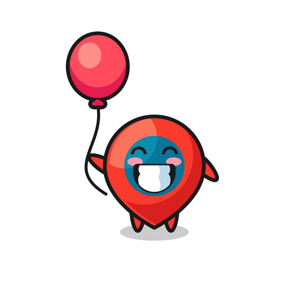 ilustração de mascote de símbolo de localização está jogando balão vetor