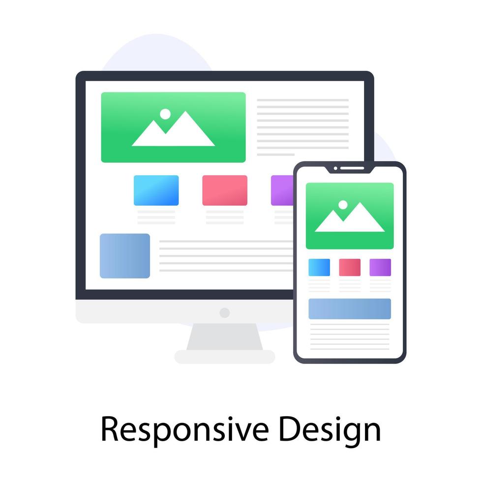 layout da web adaptável, ícone conceitual plano de design responsivo vetor