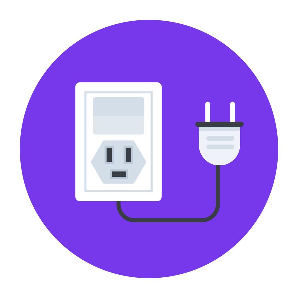 design plano de ícone de soquete, vetor de tomada elétrica