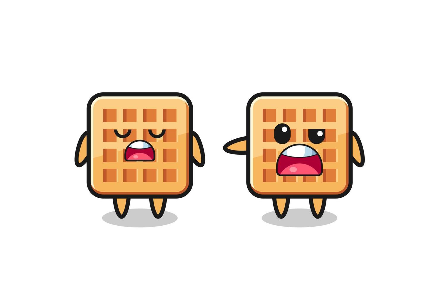 ilustração da discussão entre dois personagens fofos de waffle vetor