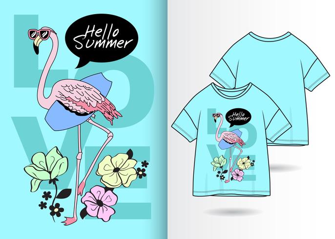 design de t-shirt flamingo vetor