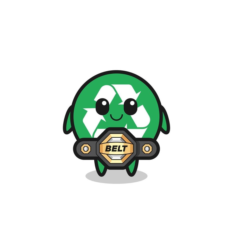 o mascote de reciclagem de lutador de mma com um cinto vetor