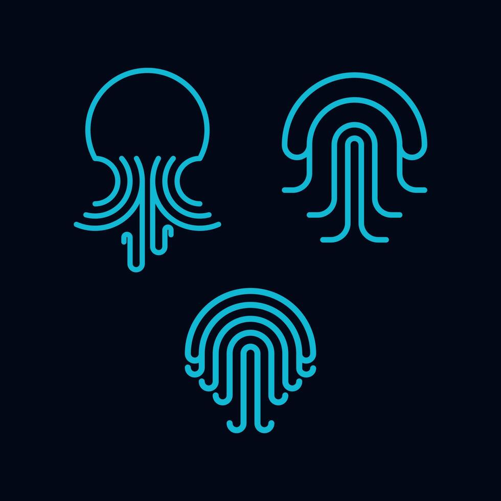 água-viva monoline coleção de logotipos de água-viva monoline vetor