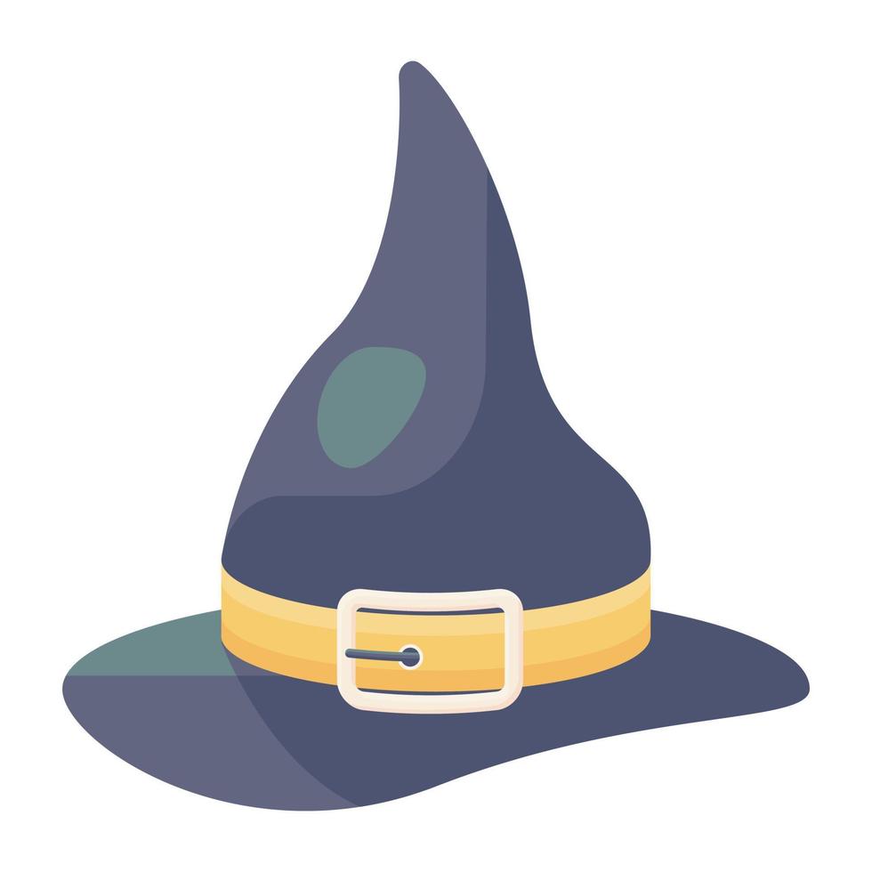 vetor de chapéu de bruxa em estilo plano moderno, capacete mágico