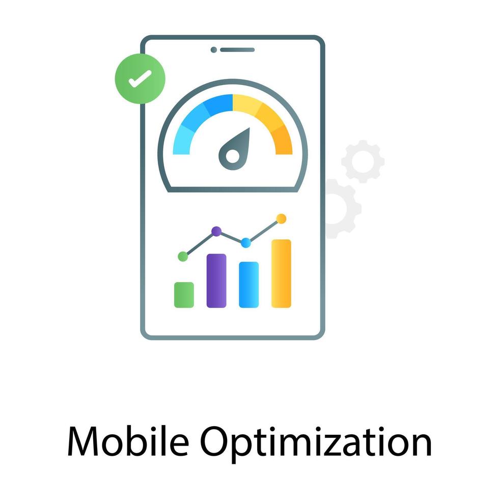 otimização móvel em design gradiente, velocímetro com celular vetor