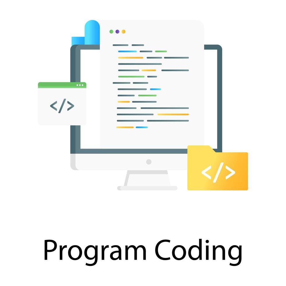 vetor de estilo moderno editável de código de programa em design de gradiente plano