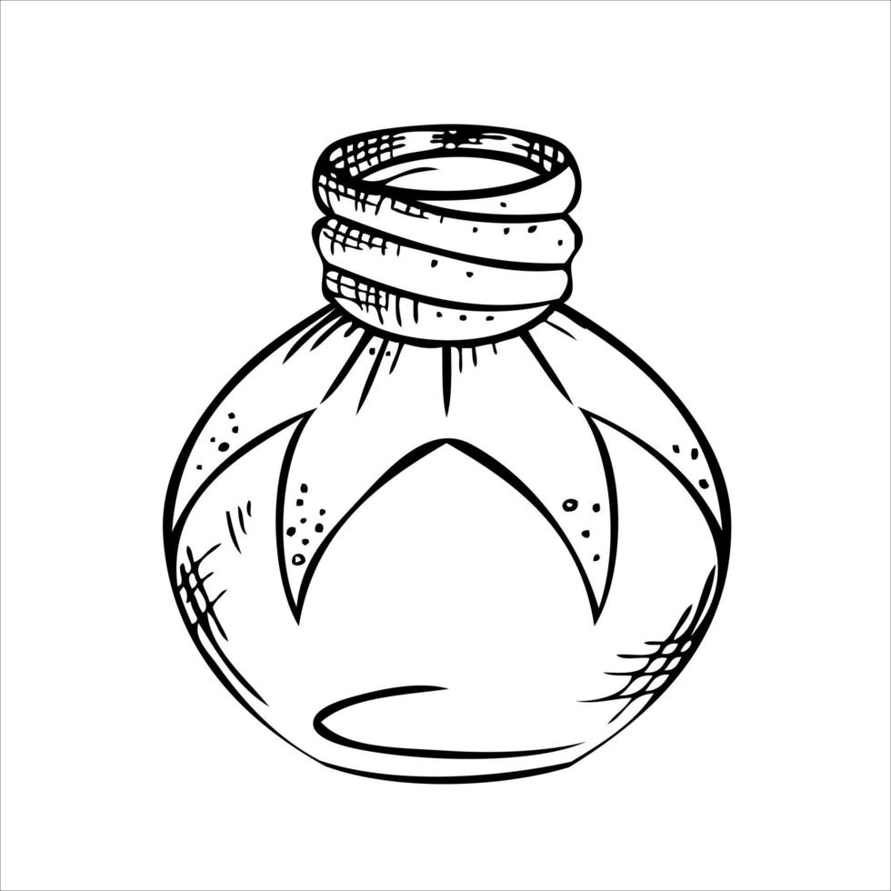 garrafa de vetor isolado. frasco de vidro transparente vazio de arte de linha, garrafa, jarra