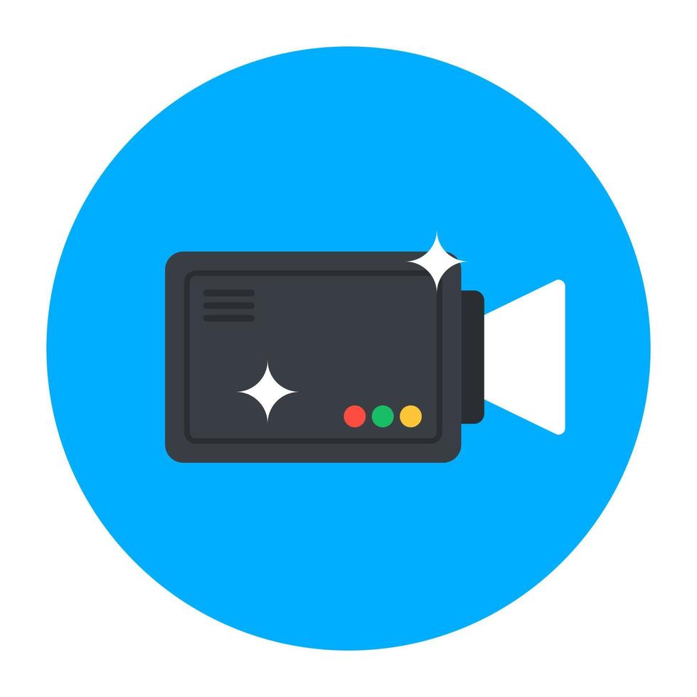 ícone de câmera de vídeo profissional em design plano isolado em fundo azul vetor