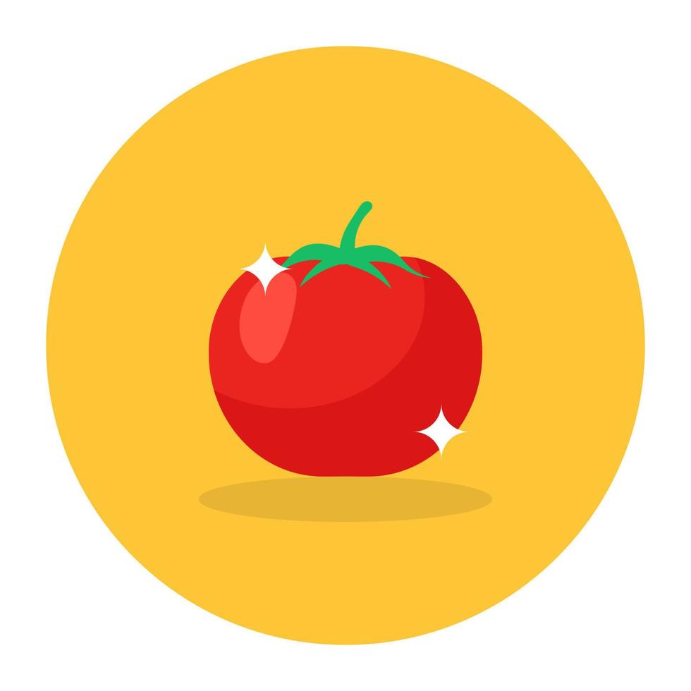 fruta nutritiva saudável, ícone de tomate em estilo plano arredondado vetor