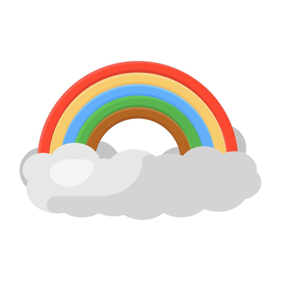 estilo simples do ícone do arco-íris, depois de chover o céu de fantasia vetor