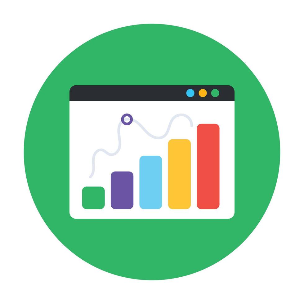 ícone plano moderno do gráfico do site isolado em fundo arredondado vetor