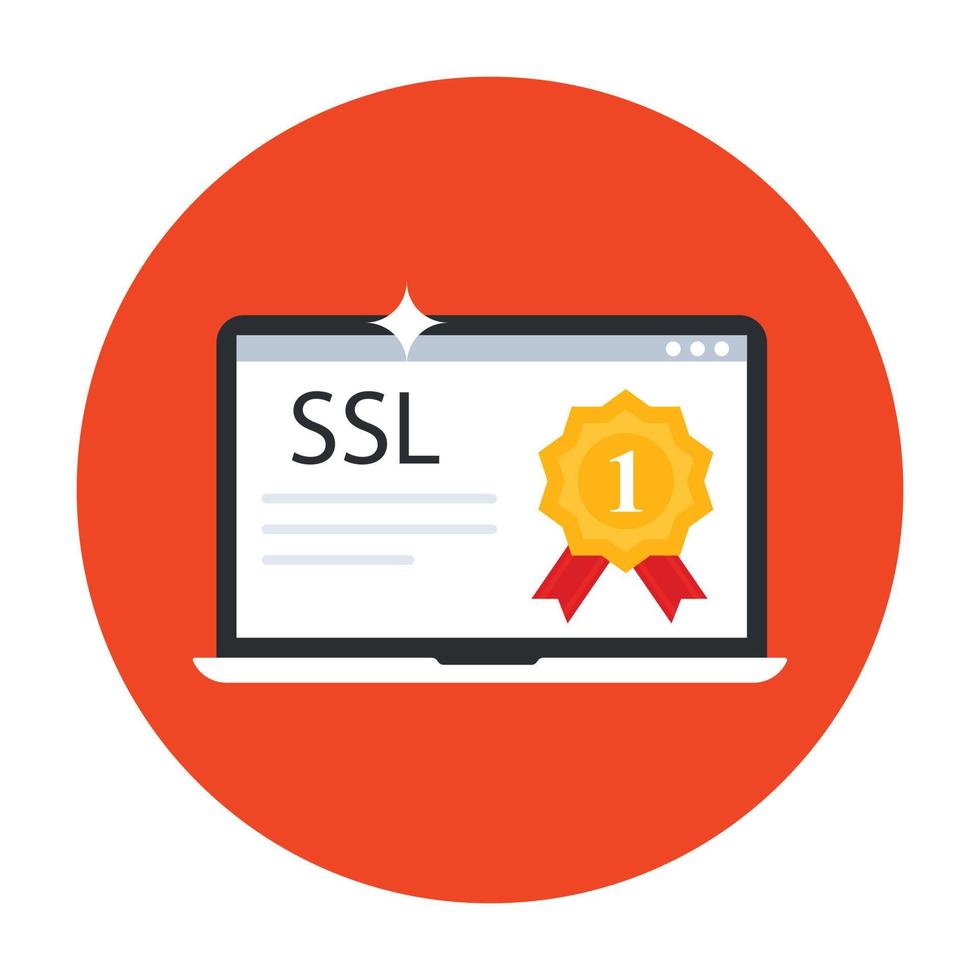 certificado ssl, ícone arredondado plano de diploma online vetor