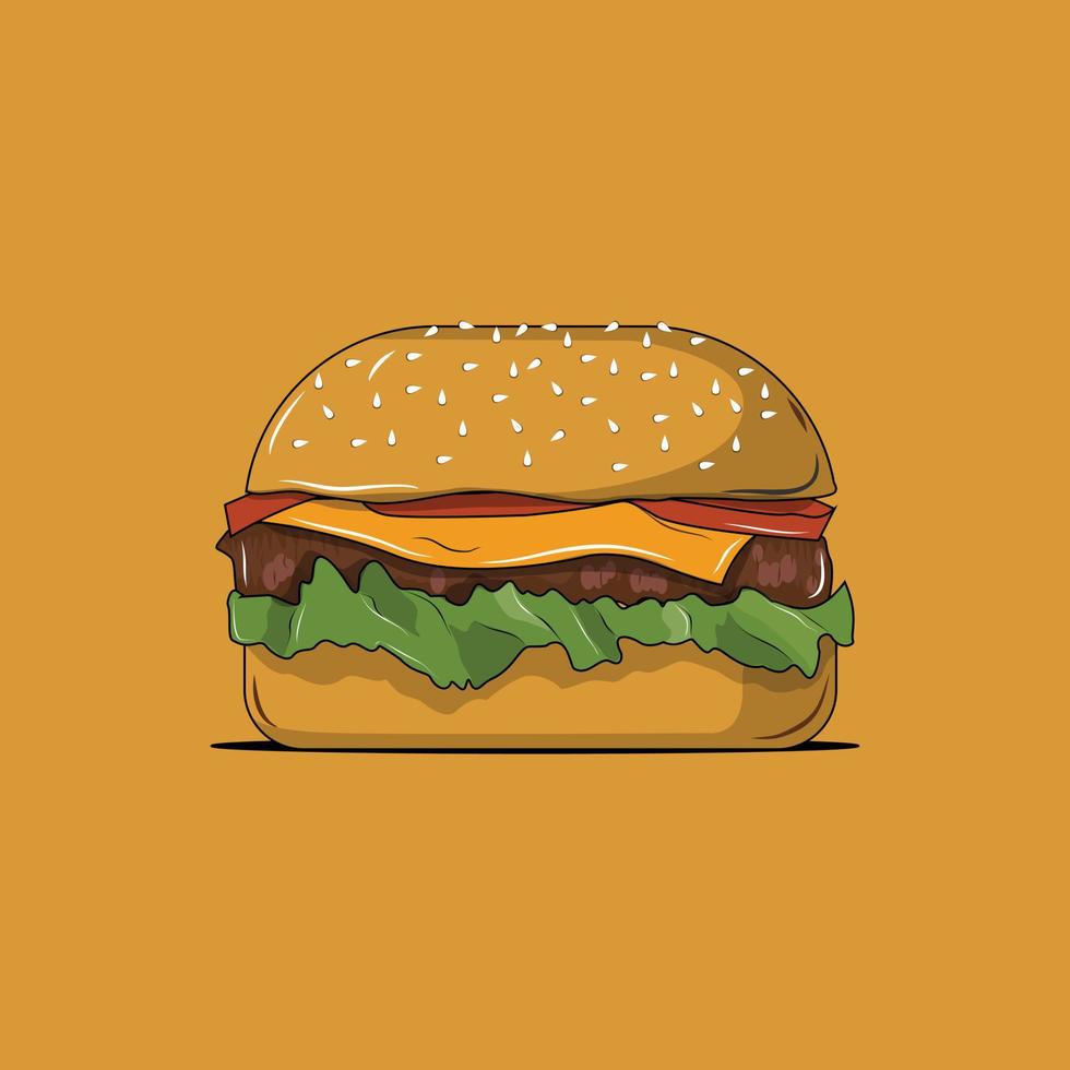 hambúrguer em desenho vetorial de desenho animado vetor