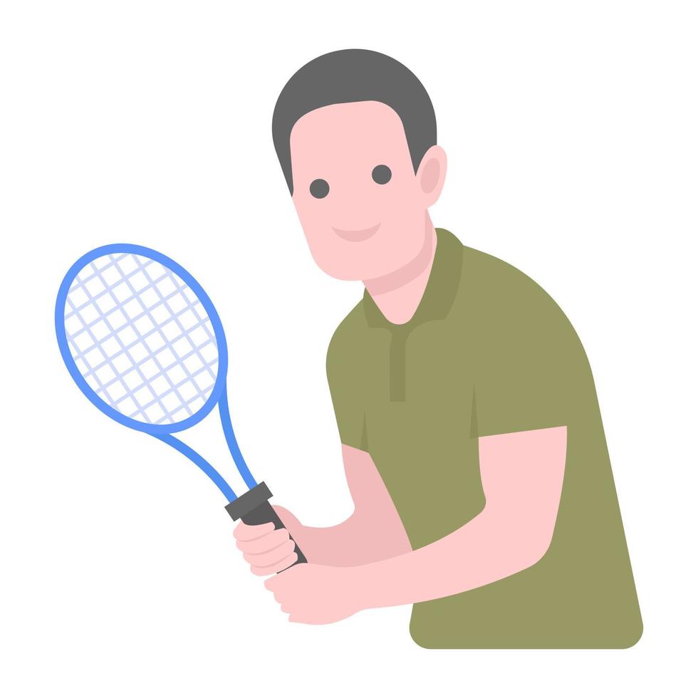 vetor editável plano de badminton, homem de esportes
