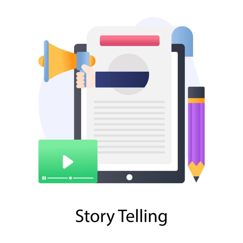 ícone de contar histórias, design conceitual plano vetor