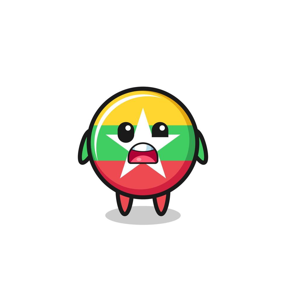 o rosto chocado do mascote bonito da bandeira de mianmar vetor