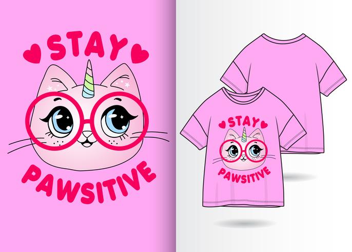 Projeto da camisa da vaquinha T de Pawsitive da estada vetor