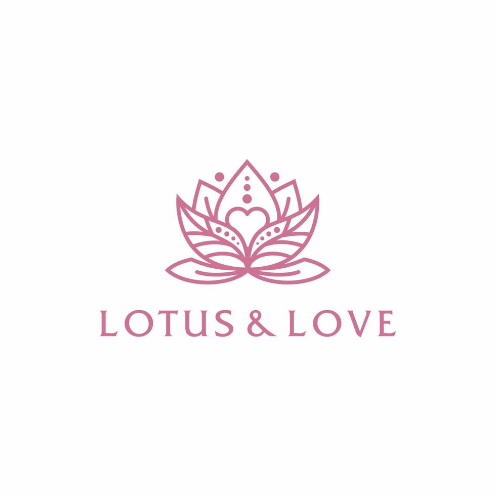 design de logotipo de spa de beleza de amor de lótus vetor de flor elegante