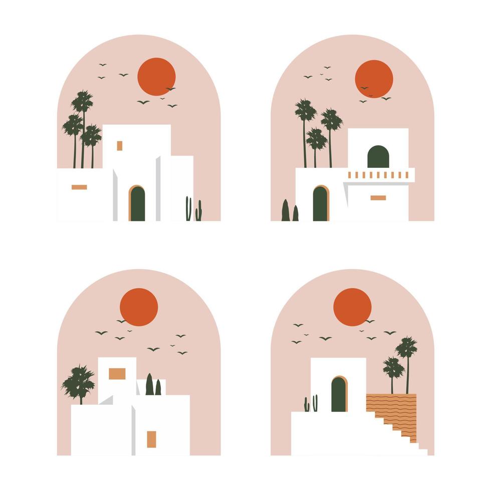 Conjunto de ilustrações vetoriais planas de casa minimalista vetor