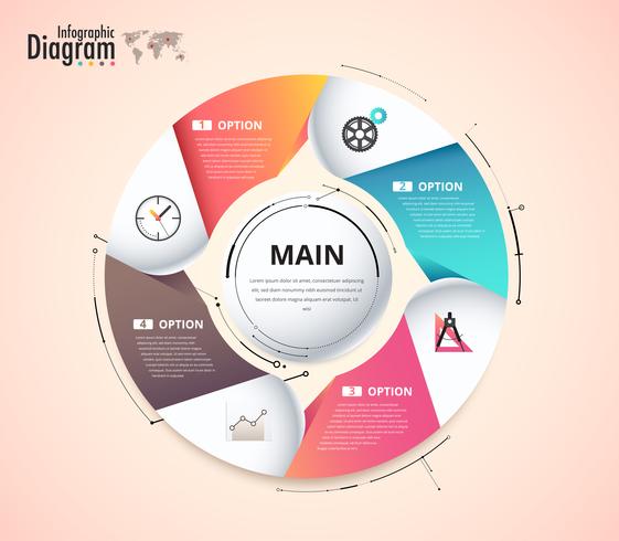 Diagrama de infográfico de círculo para apresentação vetor