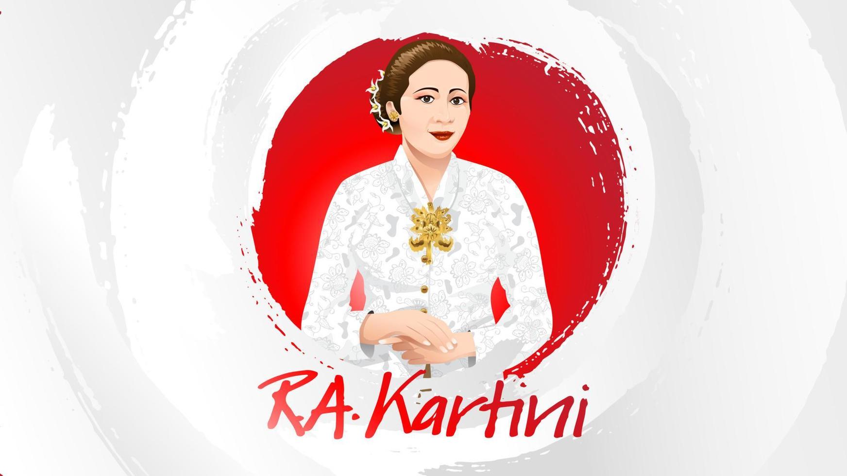 kartini day, ra kartini os heróis das mulheres e dos direitos humanos na indonésia. fundo de design de modelo de banner - vetor