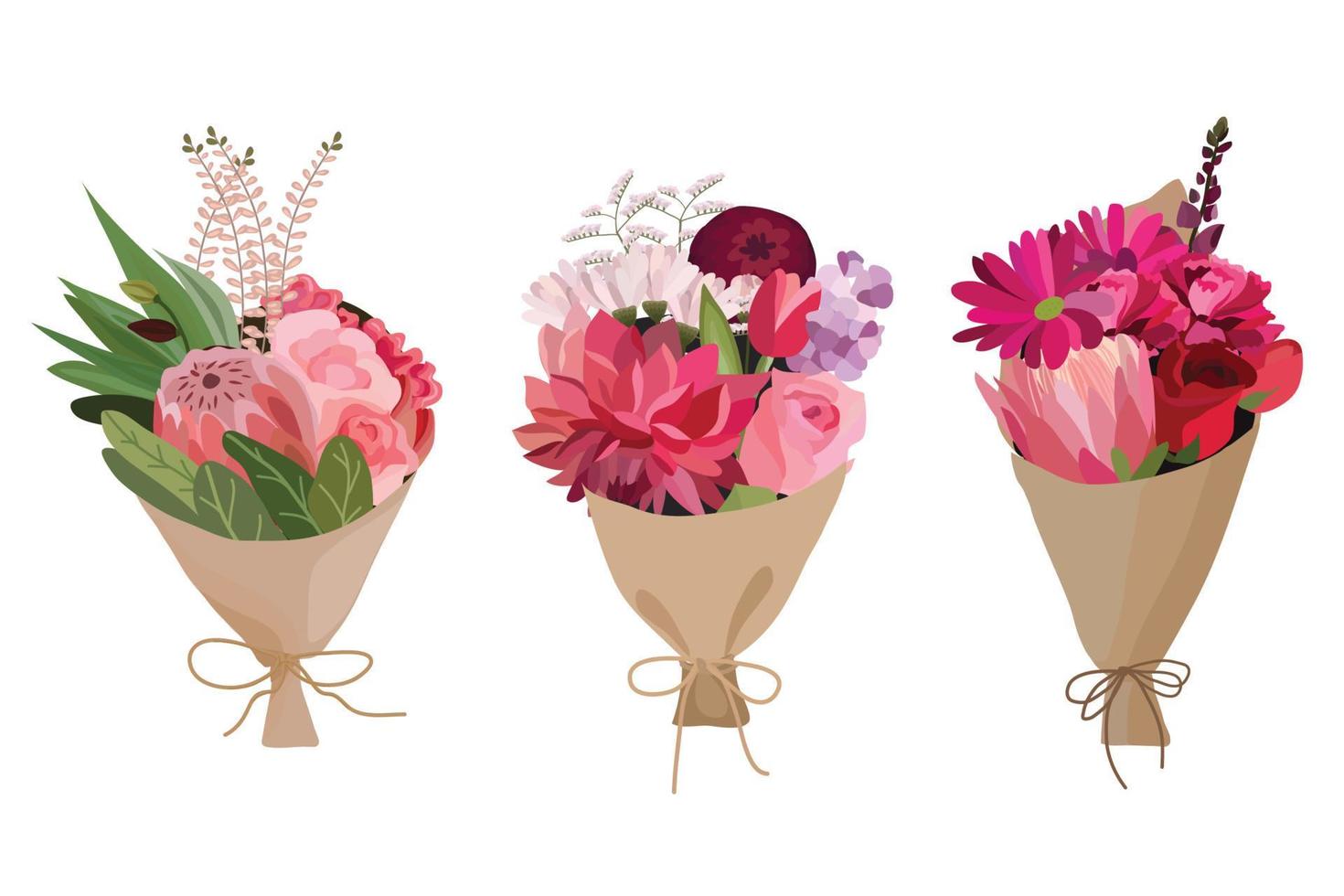 buquê de flores, design de buquê floral. ilustração vetorial. vetor