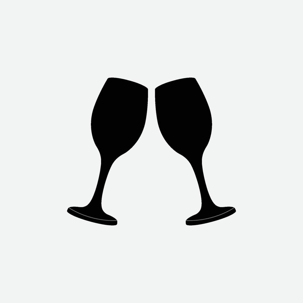 ícone de felicidades isolado no fundo branco. silhueta de duas taças de vinho. vetor