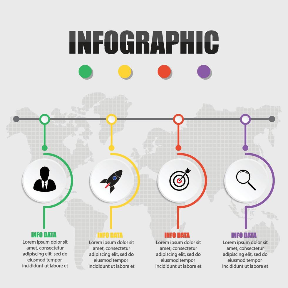 linha do tempo do conceito de negócios. modelo de infográfico, infográfico de 4 etapas de papel realista, banner vetorial pode ser usado para layout de fluxo de trabalho, diagrama, apresentação, educação ou qualquer opção de número. vetor