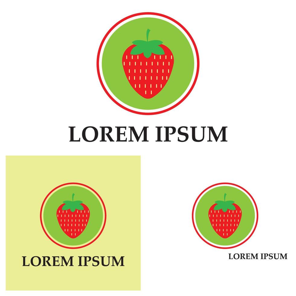 ilustração de modelo de fundo de ícone de vetor de logotipo de morango