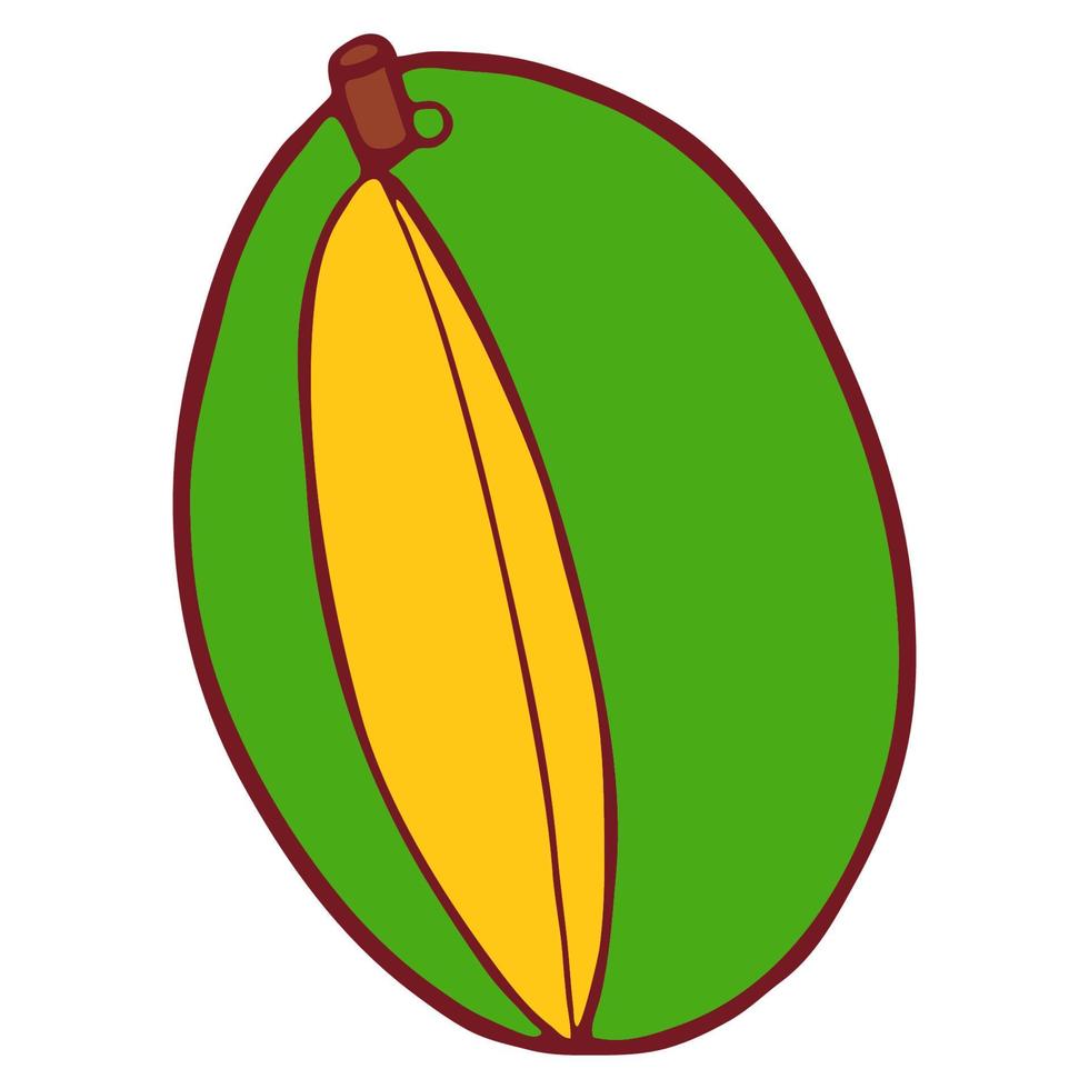 estilo cartoon, manga de fruta plana isolada. mão desenhada doodle ilustração vetorial. vetor