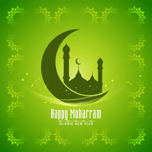 Design feliz de Muharram da cor verde vetor