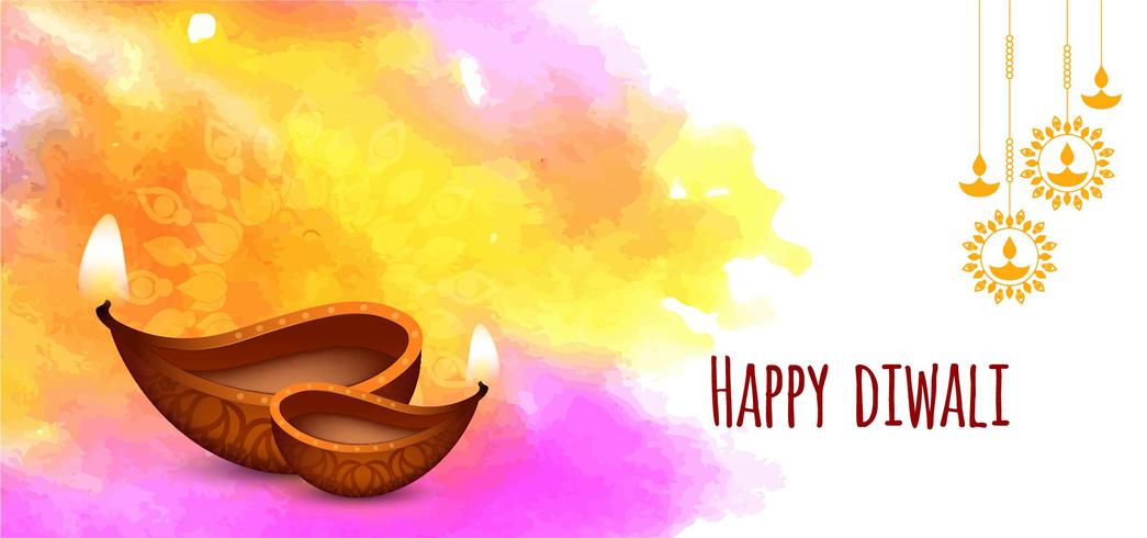 Projeto de traçado de pincel colorido feliz Diwali vetor