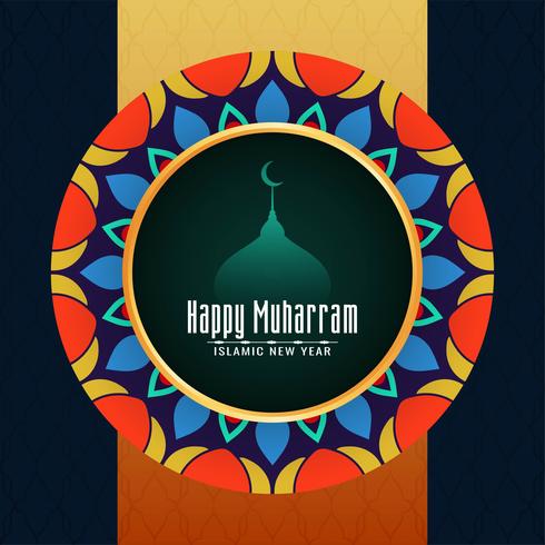 Feliz Muharran decorativo design colorido vetor
