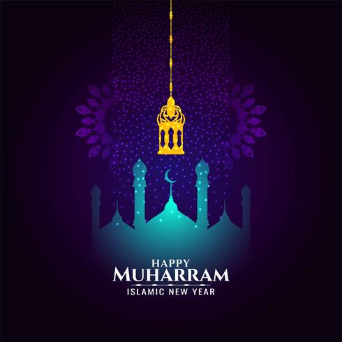 Feliz roxo Muharram moderno abstrato design e azul vetor