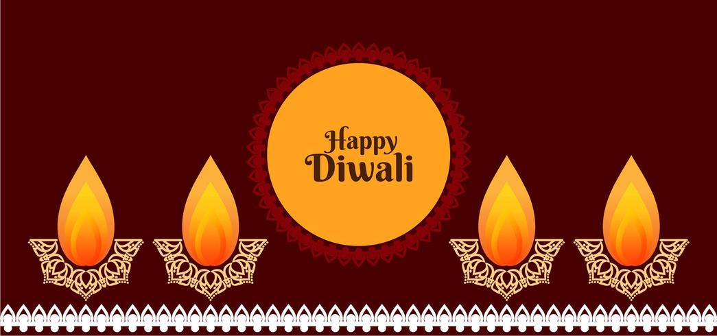 Feliz Diwali design com diya decorativo vetor