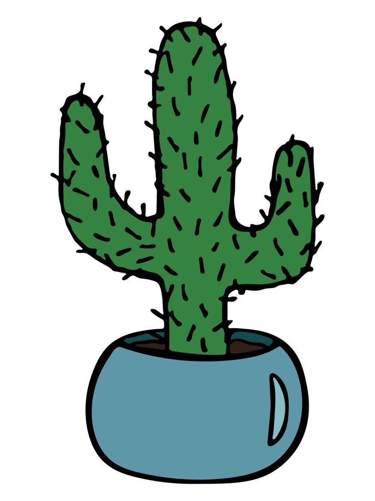 cacto simples desenhado à mão bonito. planta de casa em um clipart