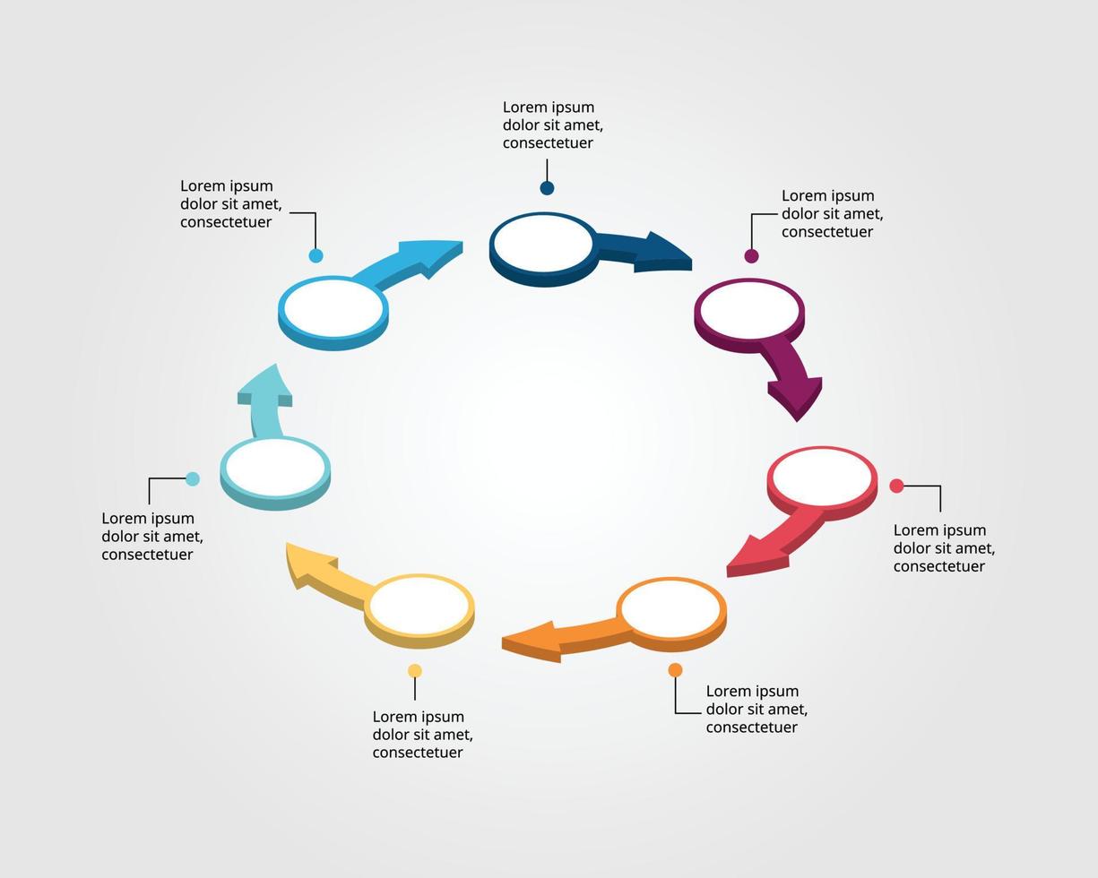modelo de passo de seta para infográfico para apresentação de 7 elementos vetor