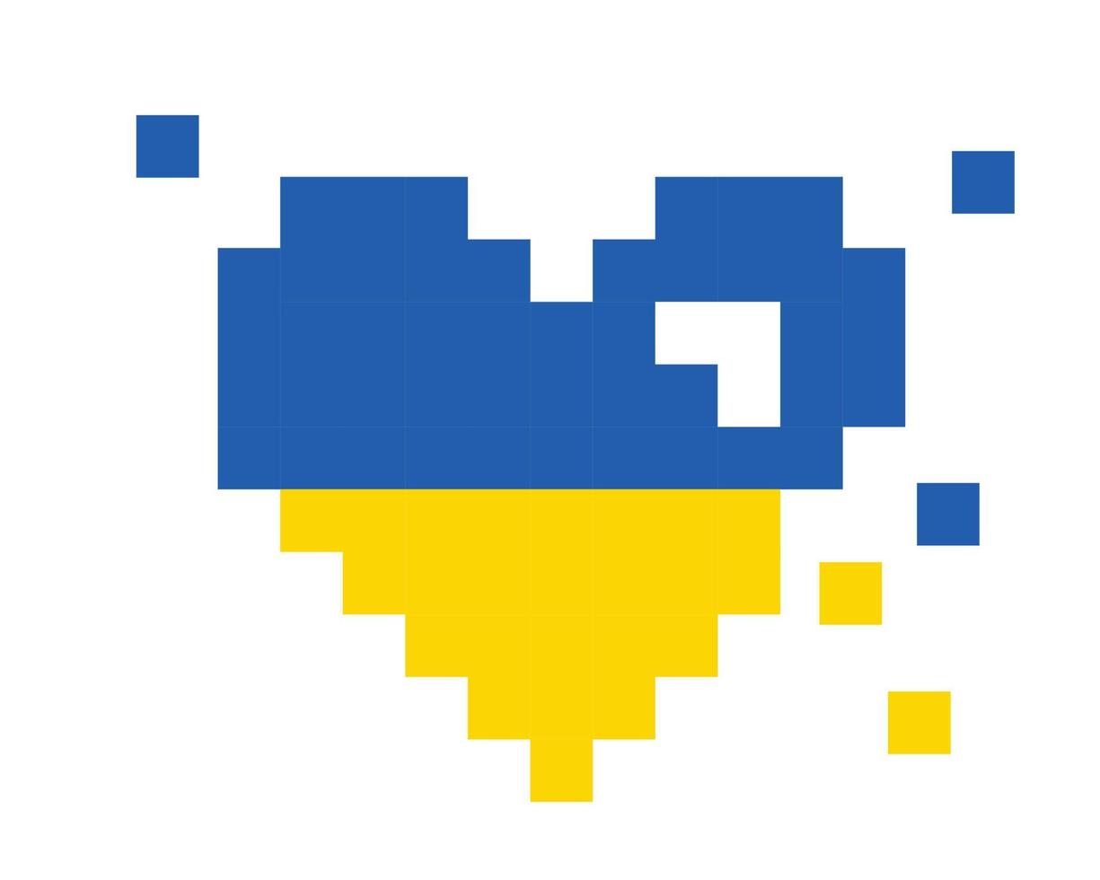 salve a ucrânia adicionando pixel ao coração da ucrânia vetor