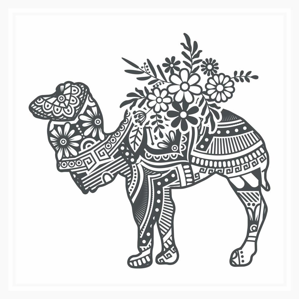 mandala de camelo com flor, ilustração vetorial. eps 10 vetor
