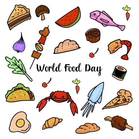 Dia Mundial da Alimentação com Frutas Colorfull vetor