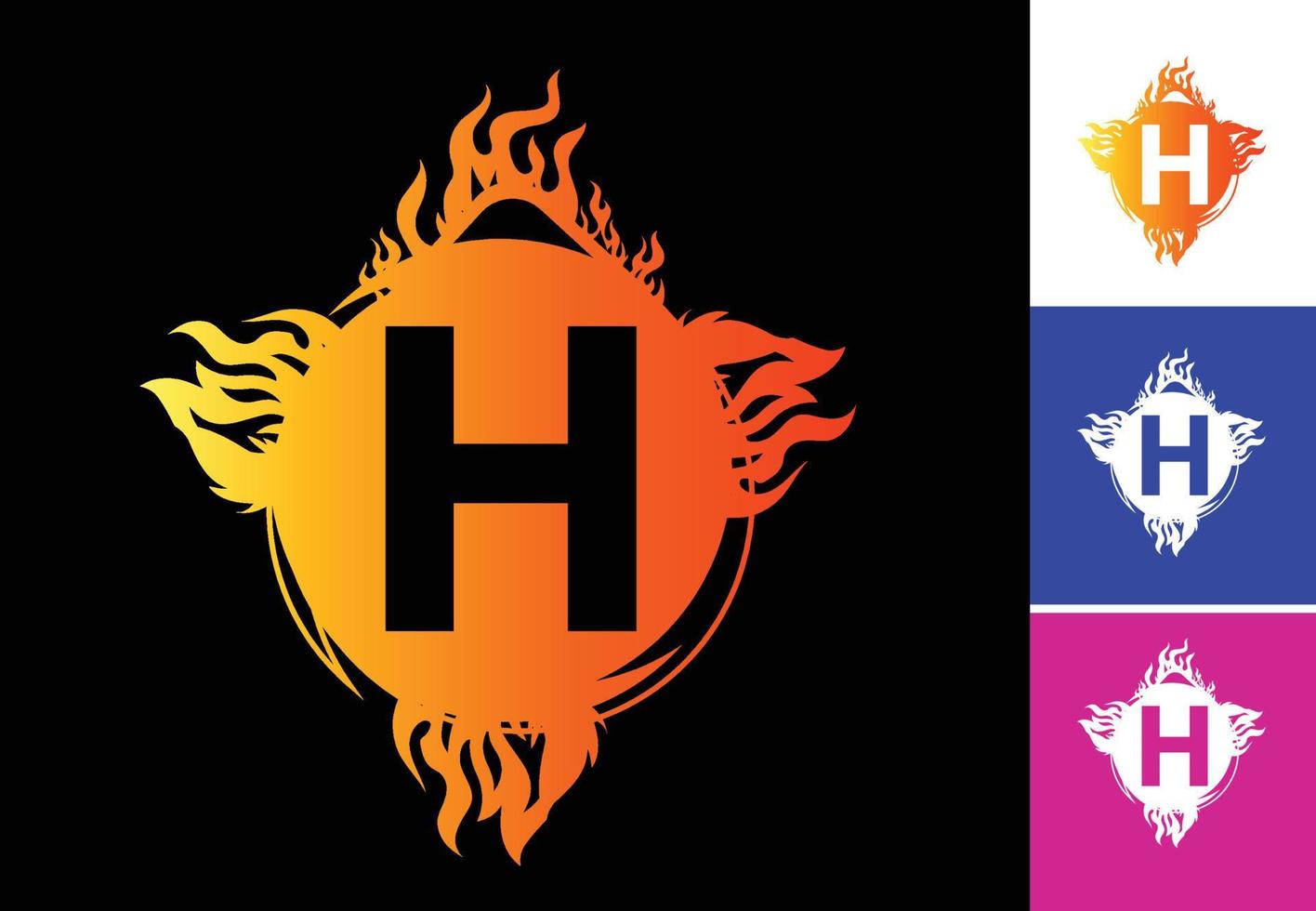 Fire h letter logo e modelo de design de ícone vetor