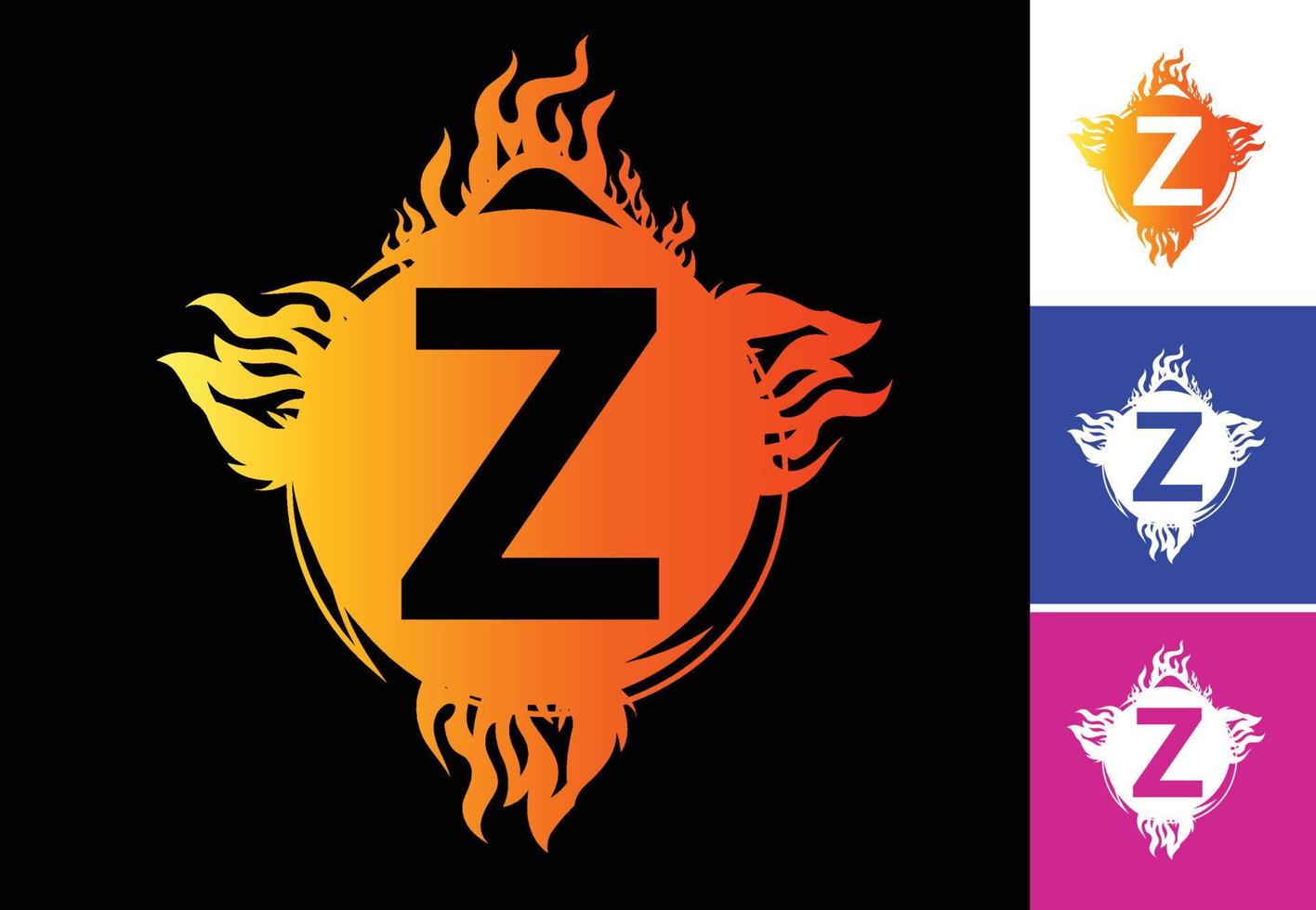 logotipo da letra z fogo e modelo de design de ícone vetor