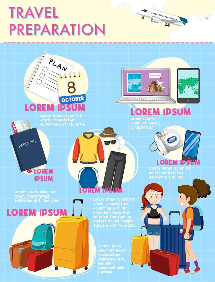 design de infográfico de preparação de viagem vetor