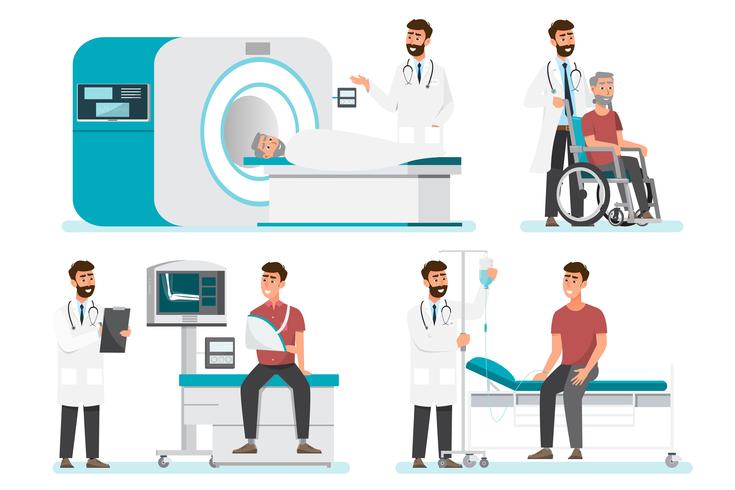 Conceito de equipe de equipe médica em exames hospitalares vetor